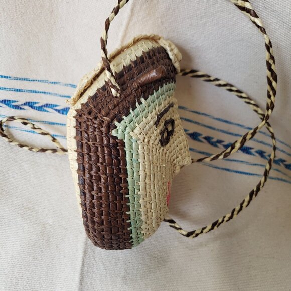 Vintage Panamanian Woven Figural Medicine Pouch Wounaan Embera Raffia Bag Purse - Picture 4 of 9